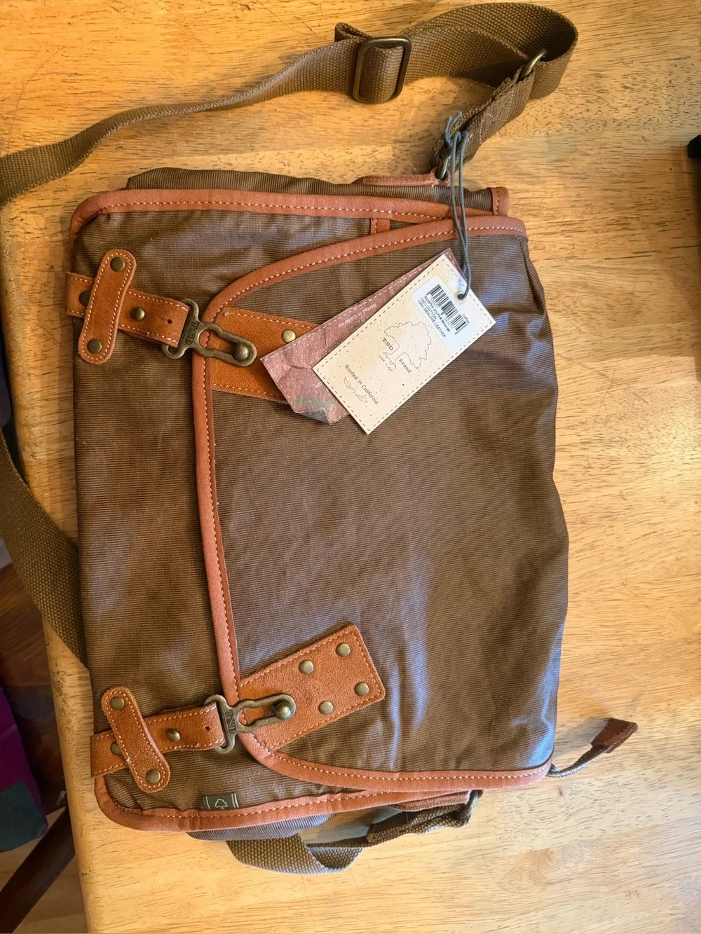 Studded Messenger Bag - Brown